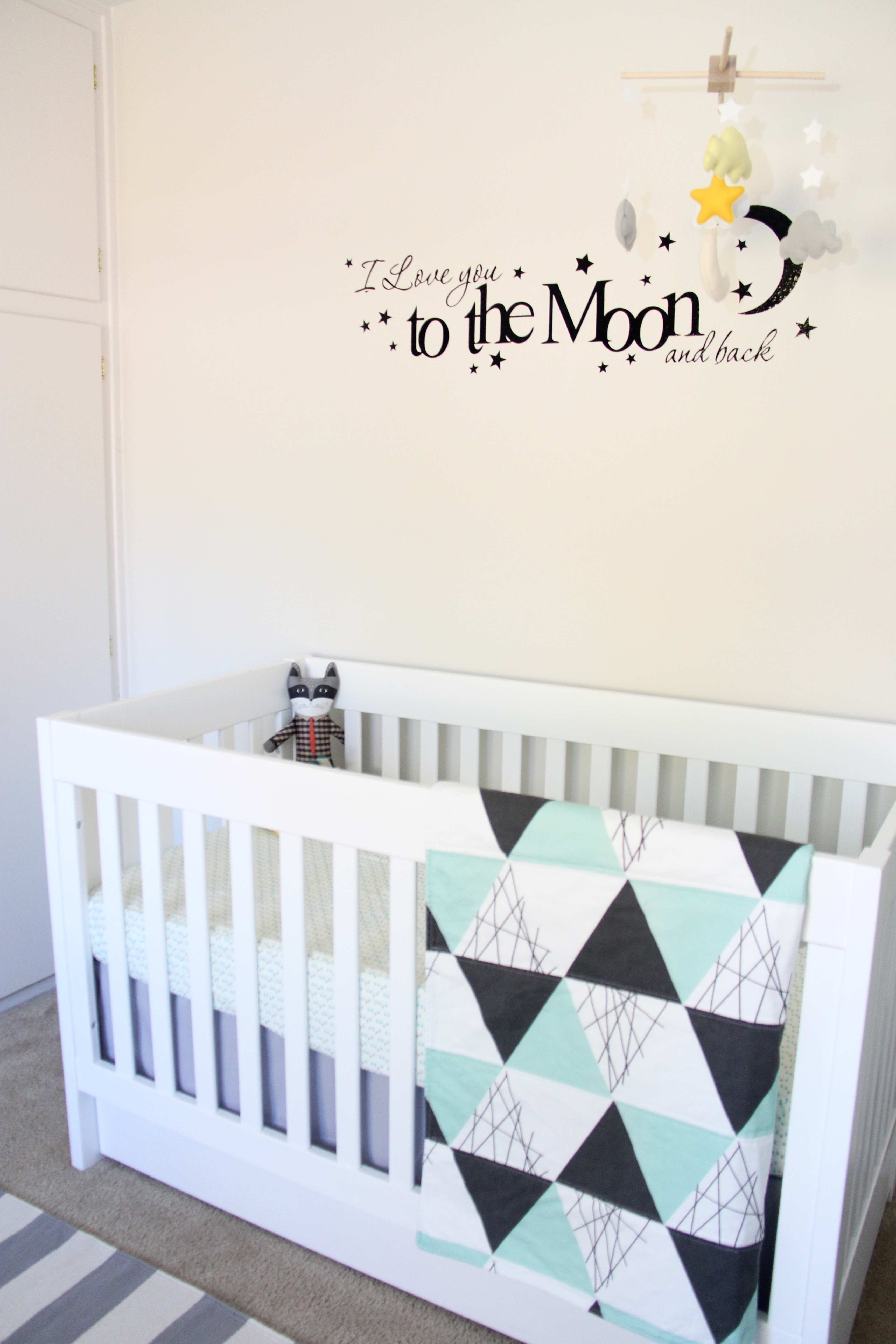 Black and White Modern Nursery with a Touch of Mint