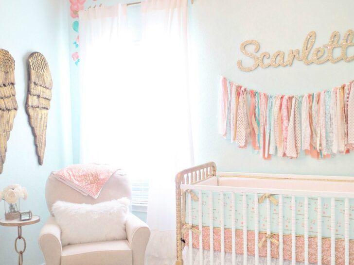 Coral, Mint and Gold Girl's Nursery