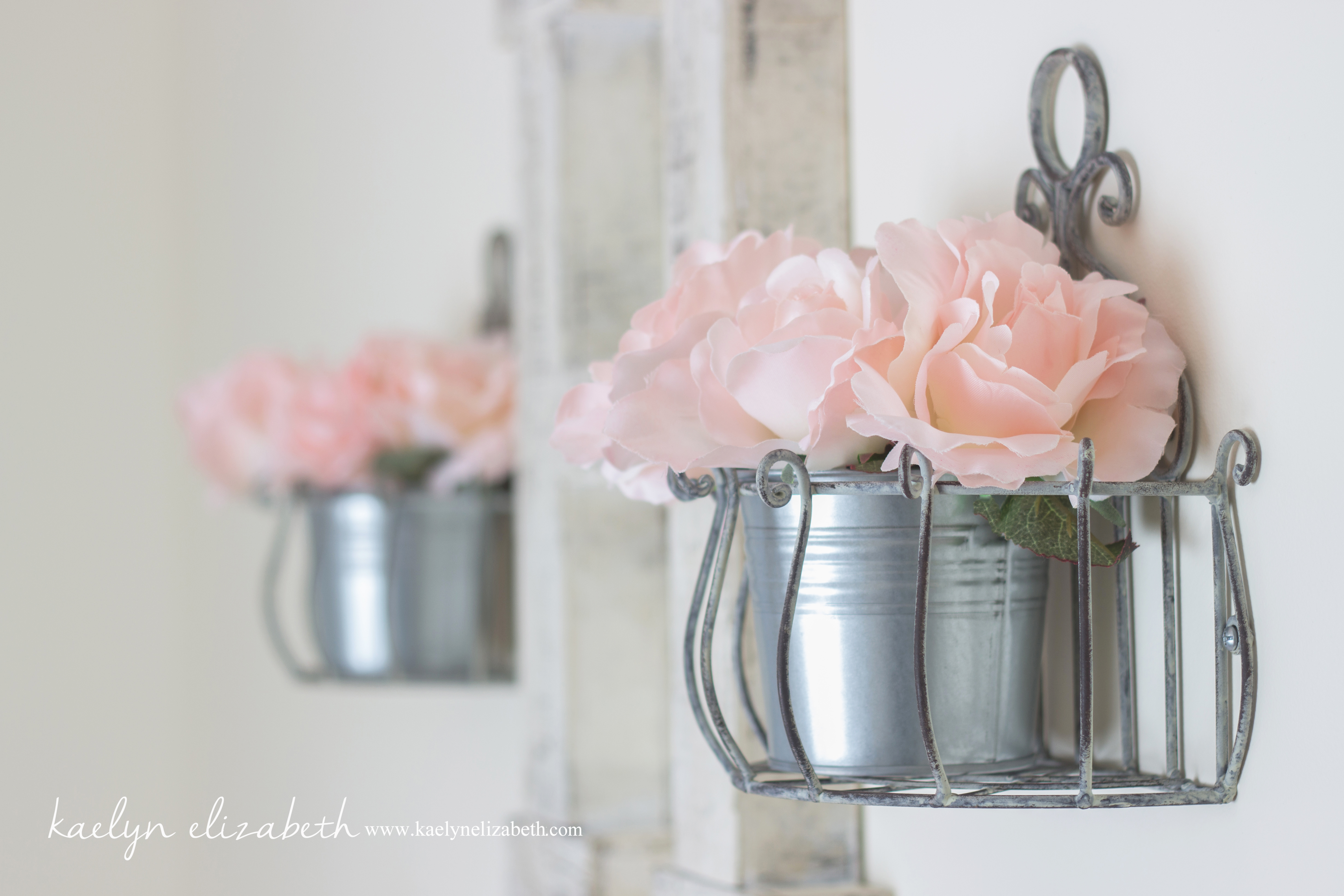 Wire Wall Baskets in this Shabby-Chic Feminine Nursery