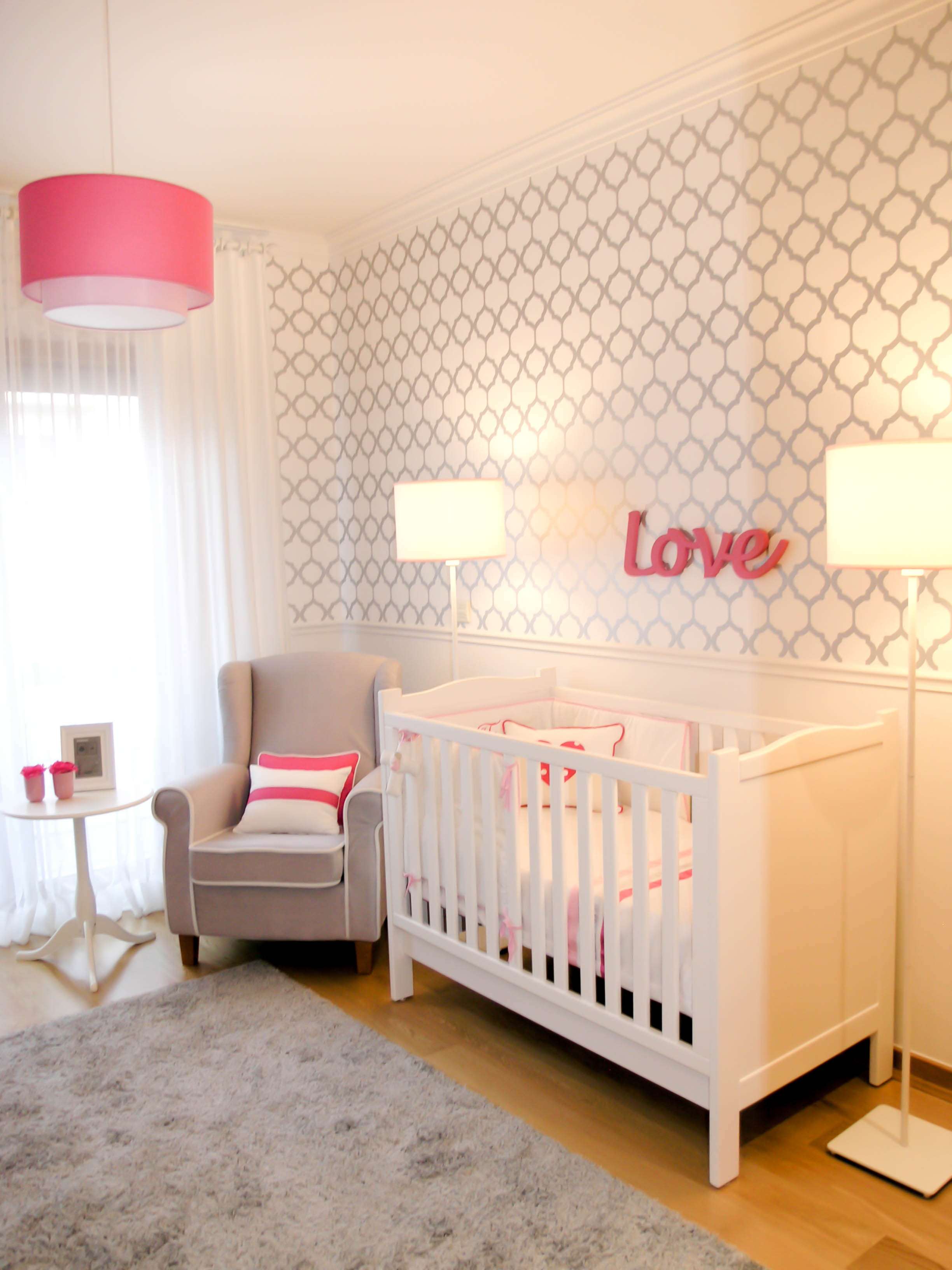 Modern White, Gray and Pink Nursery