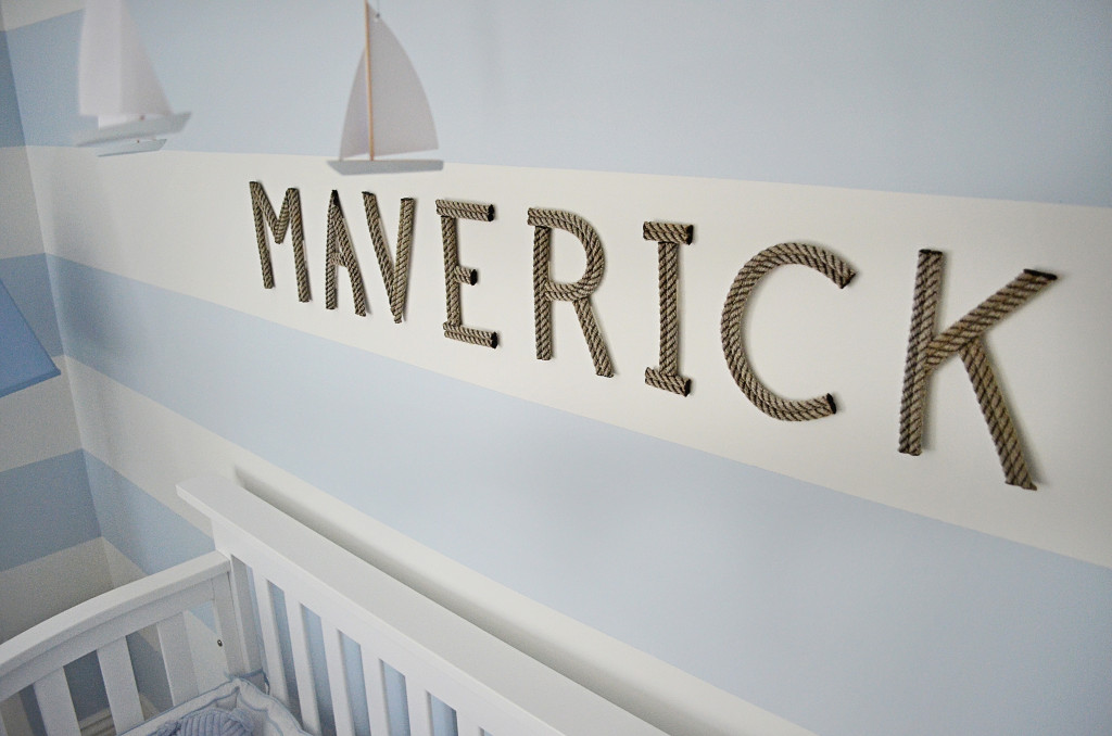 Nursery with Pastel Blue and White Stripes - Project Nursery