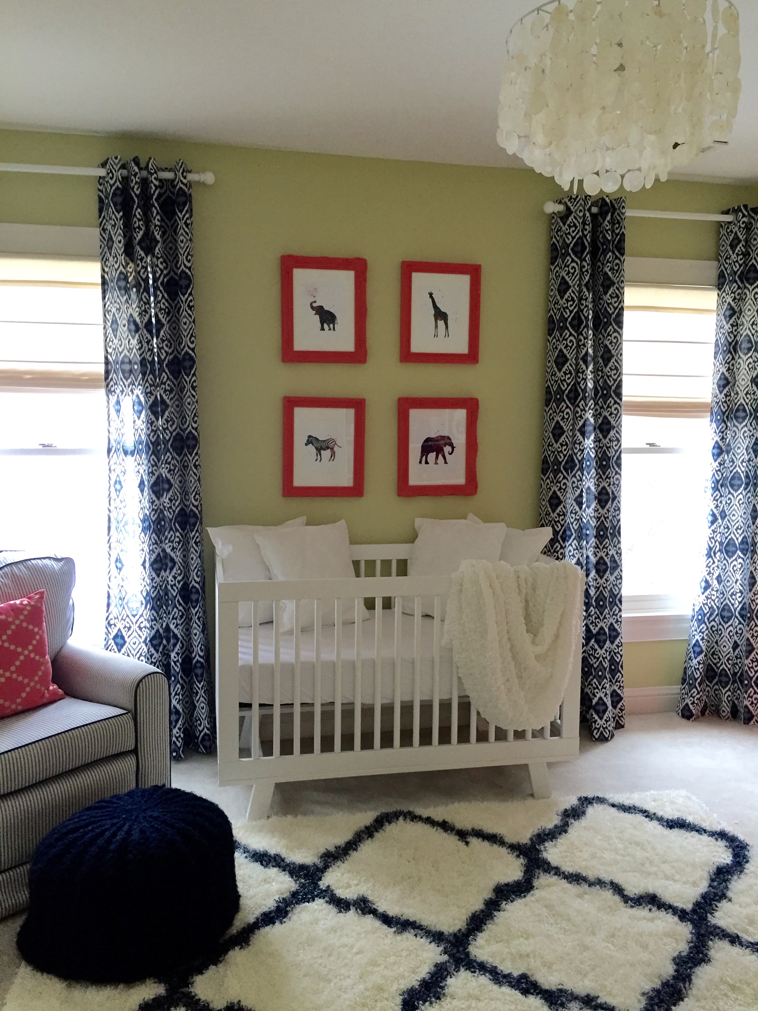 Coral, Green, Navy and Safari Nursery