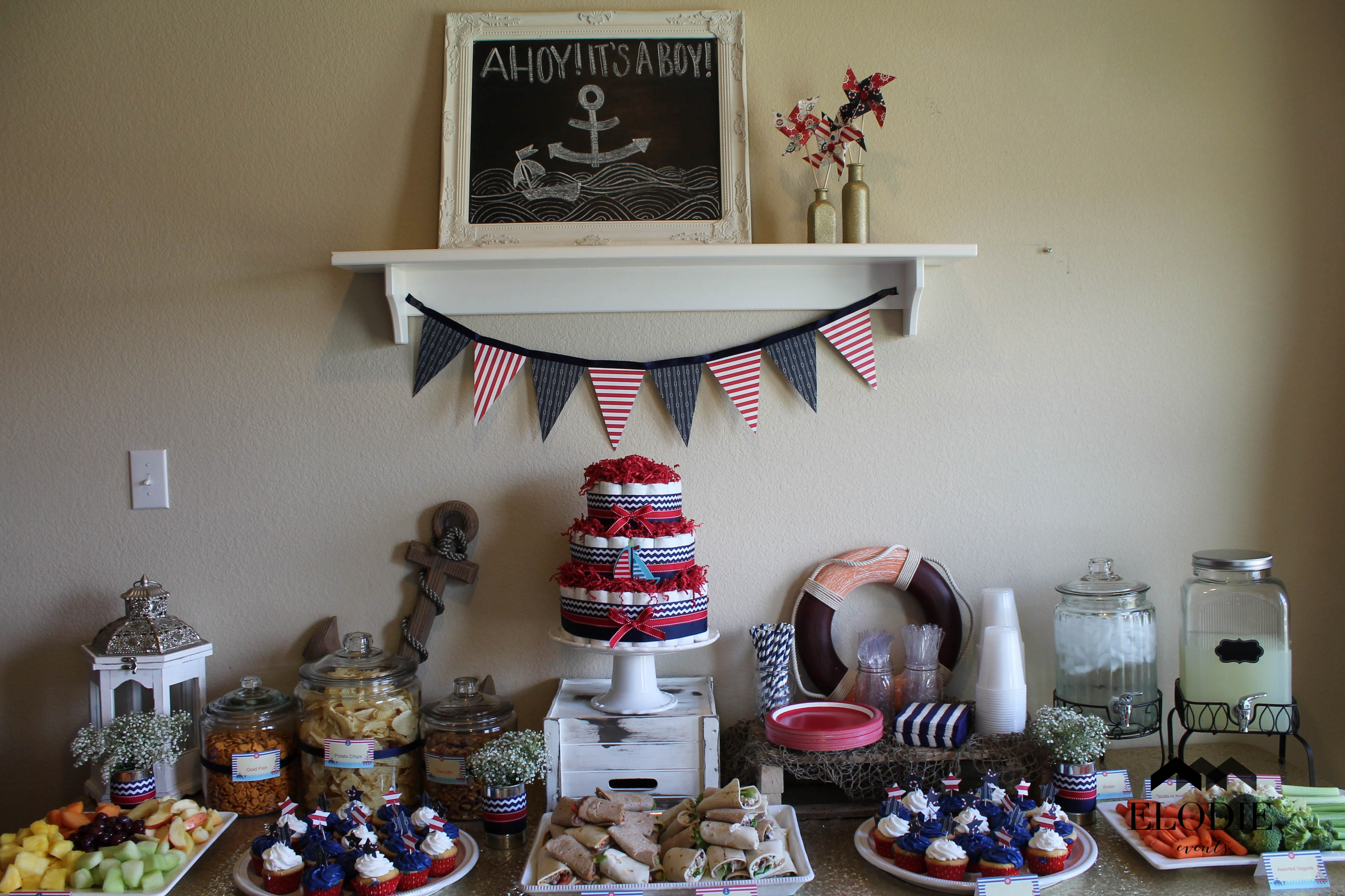 Red and Navy Nautical Baby Shower