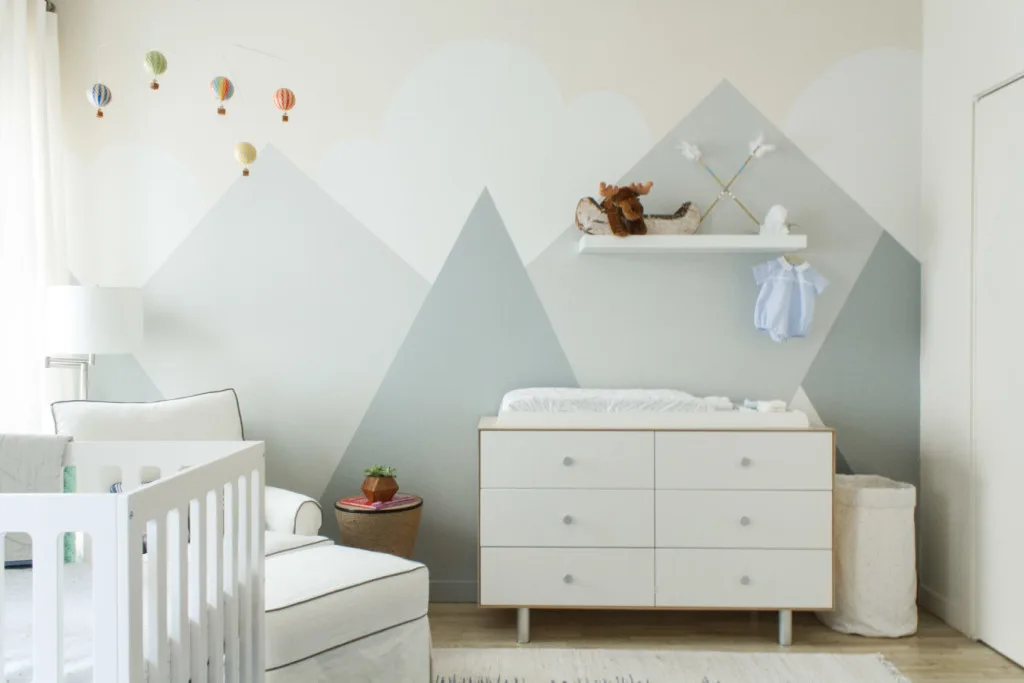 Modern Mountain Mural in Nursery - Project Nursery