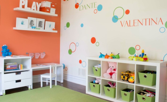 Colorful Playroom with Orange Accent Wall - Project Nursery