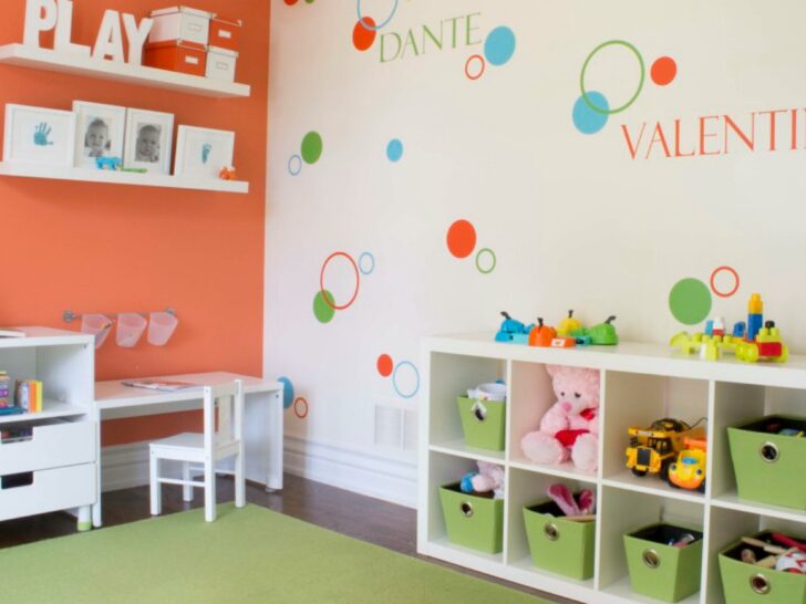 Colorful Playroom with Orange Accent Wall - Project Nursery