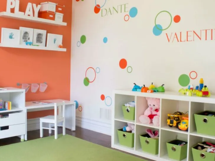 Colorful Playroom with Orange Accent Wall - Project Nursery