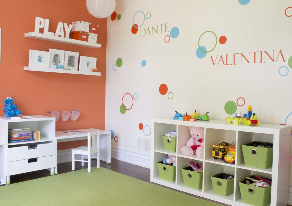 Colorful Playroom with Orange Accent Wall - Project Nursery