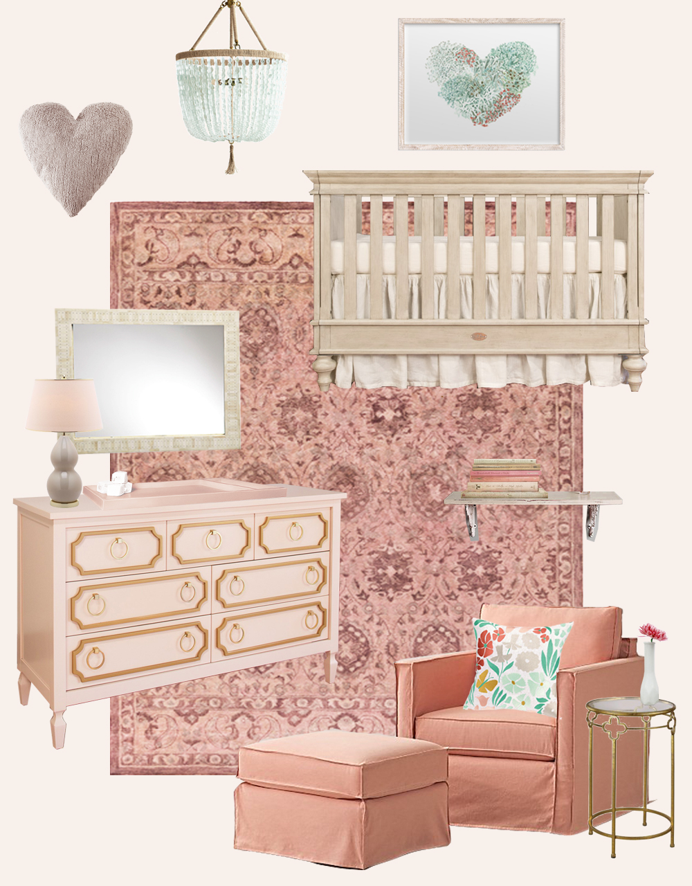 Romantic Girl's Nursery Design Board
