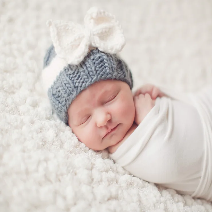 Knit Baby Hat with Bow