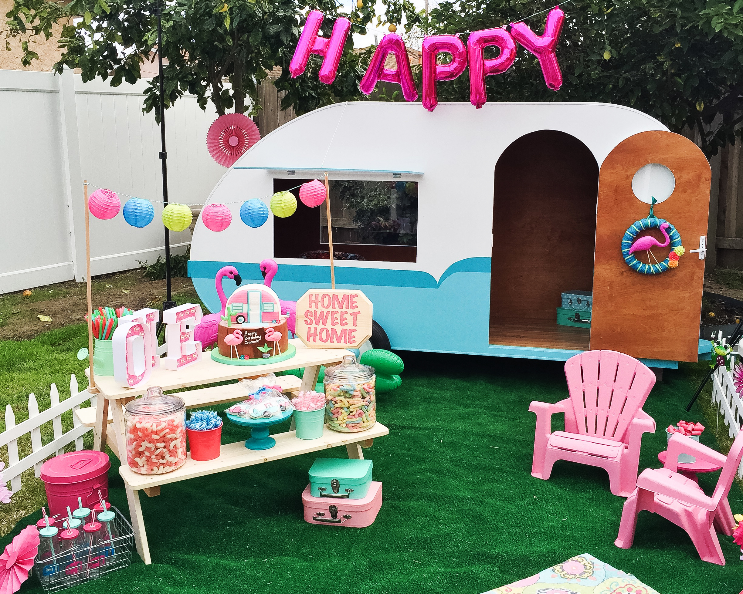 Colorful Retro Camper Trailer Birthday Party