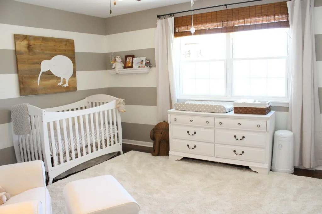 Gender Neutral Nursery with Gray and White Stripes - Project Nursery