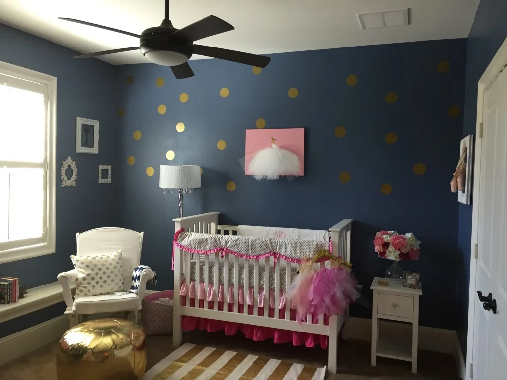 Navy and Pink Nursery with Gold Polka Dots - Project Nursery