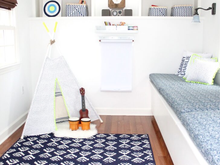 Blue and White Tribal-Inspired Boy's Playroom