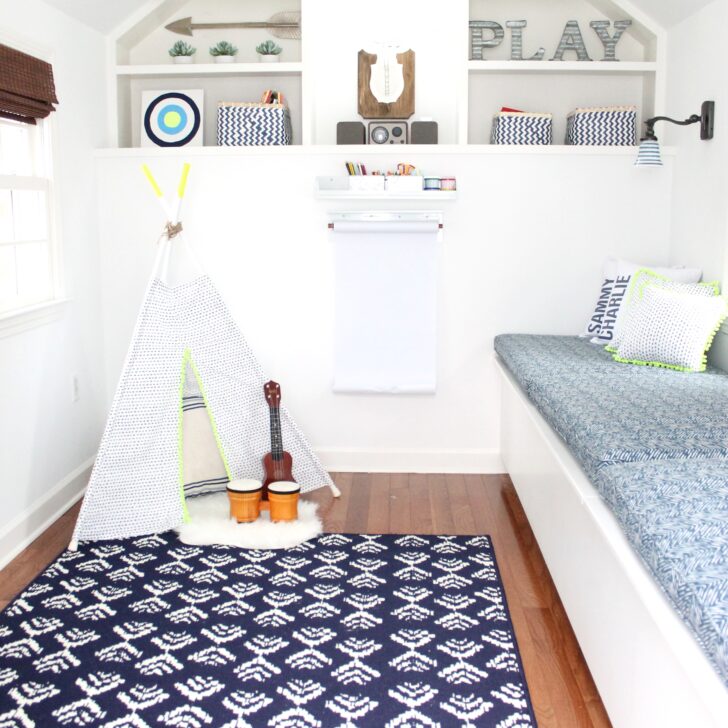 Blue and White Tribal-Inspired Boy's Playroom