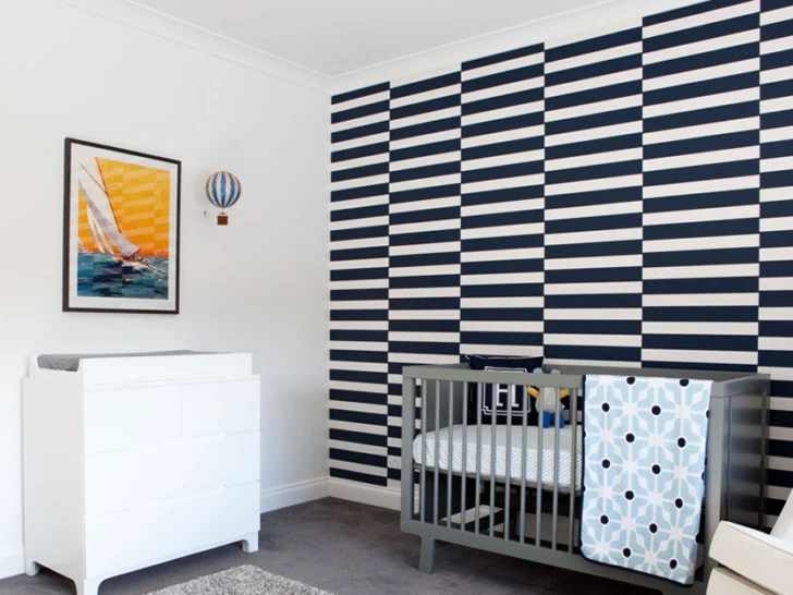 Modern Black and White Nursery Accent Wall