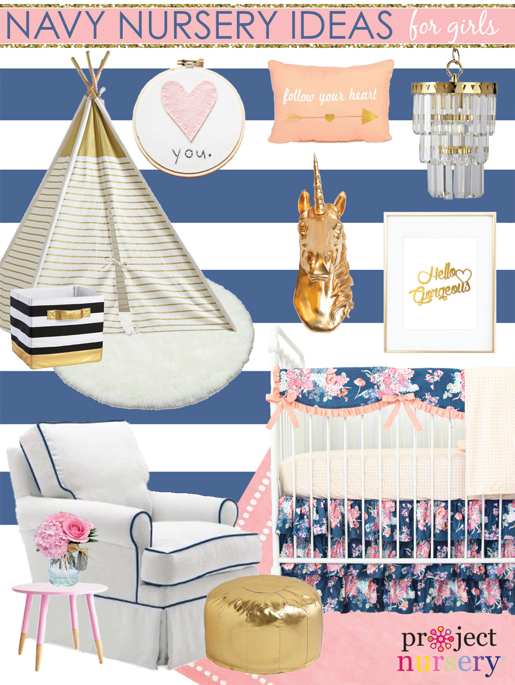 Navy Girl's Nursery Design - Project Nursery