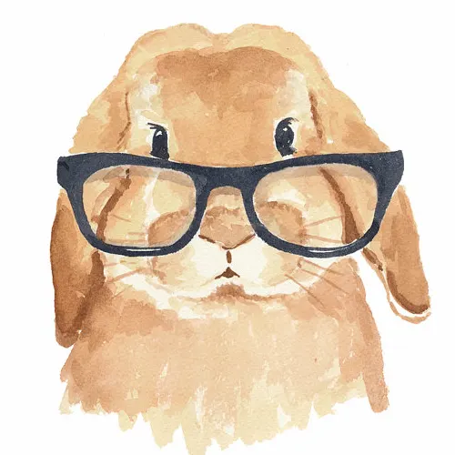 Rabbit with Glasses Nursery Art