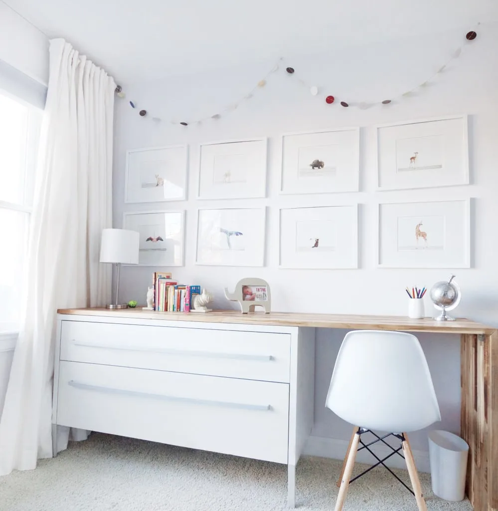 IKEA Hack Dresser and Desk with Baby Animal Prints