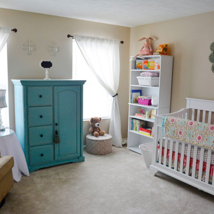 White, Beige, Pink and Blue Nursery