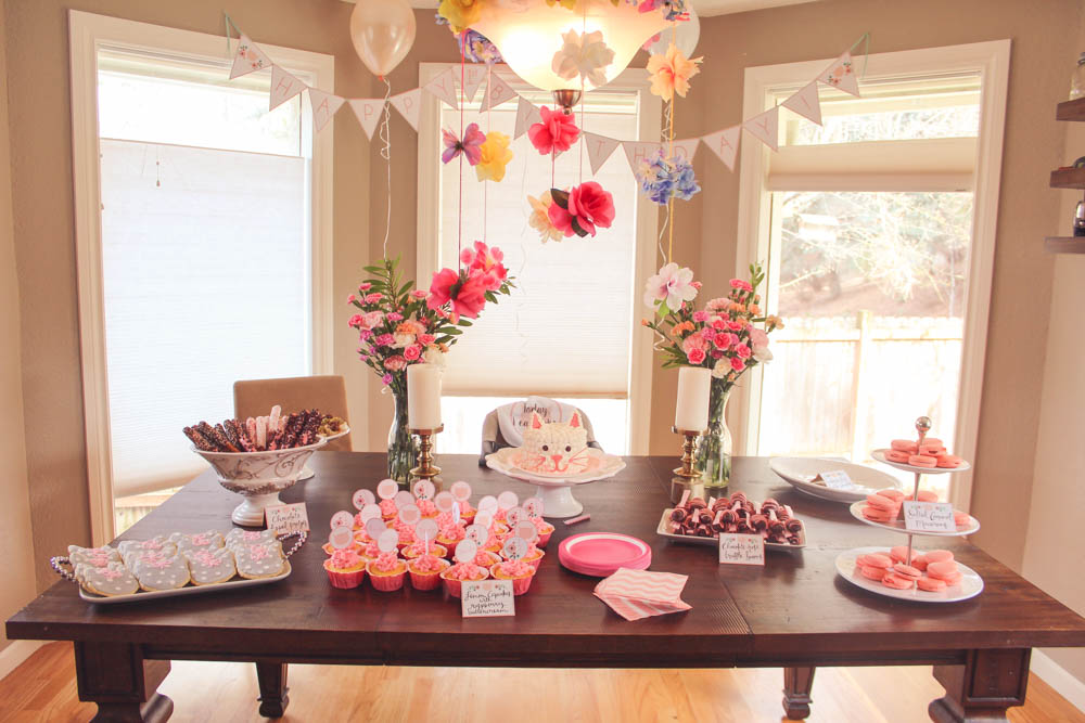Flowers and Kitties First Birthday Party