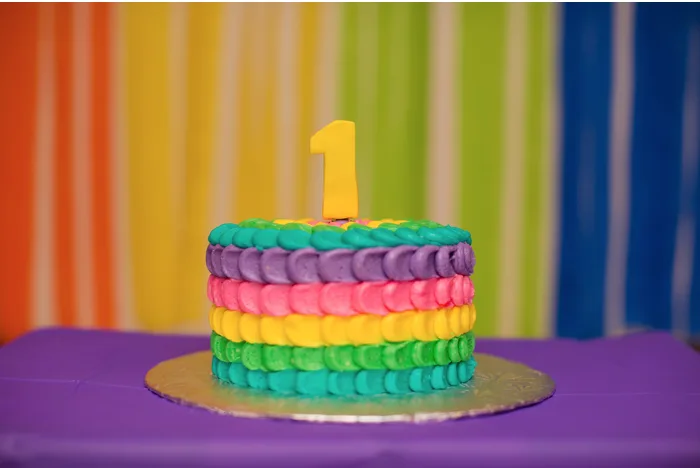 Rainbow 1st Birthday Cake