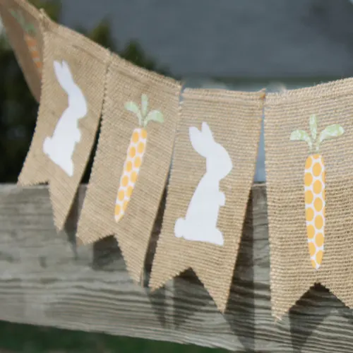 Bunny and Carrot Burlap Banner