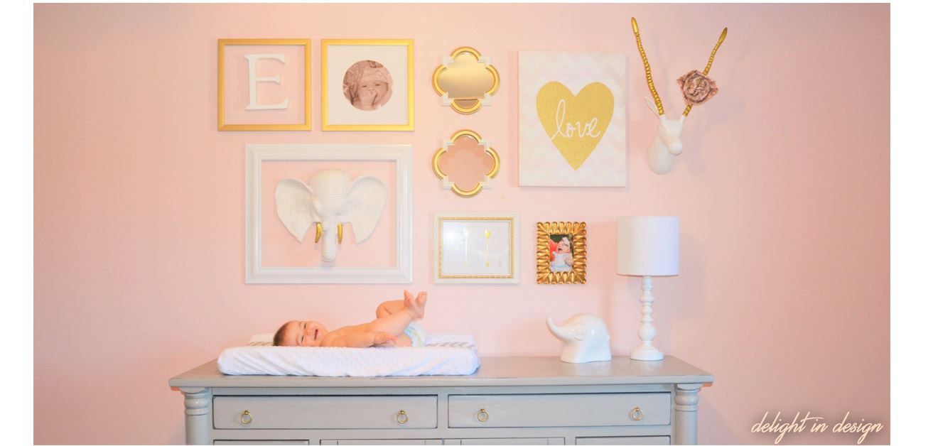 Pink and Gold Gallery Wall