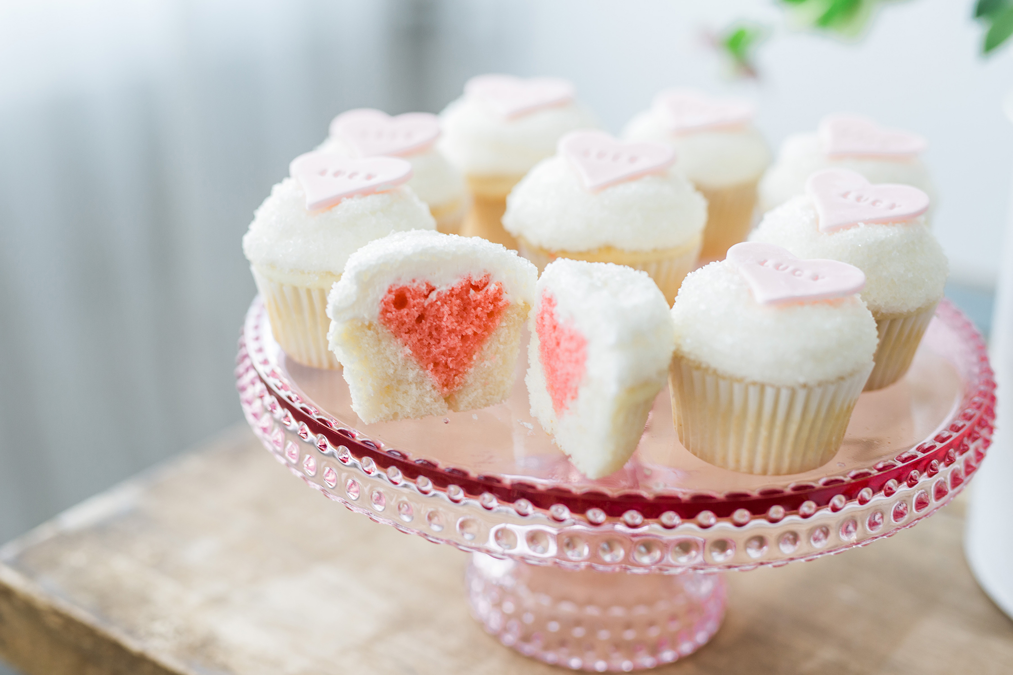 Cupcakes with Pink Hearts Inside