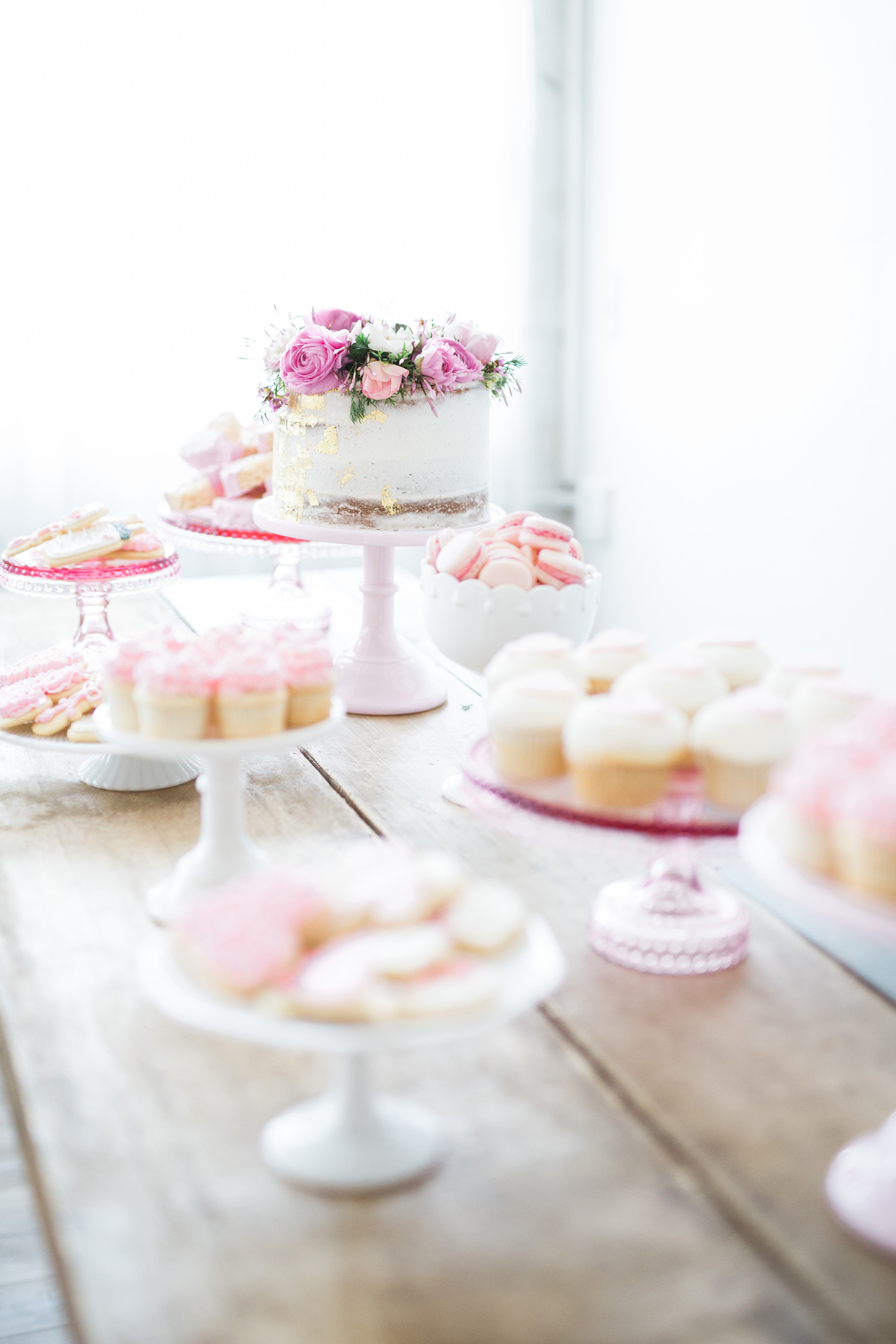 Feminine Pink and Gold Baby Shower Desserts