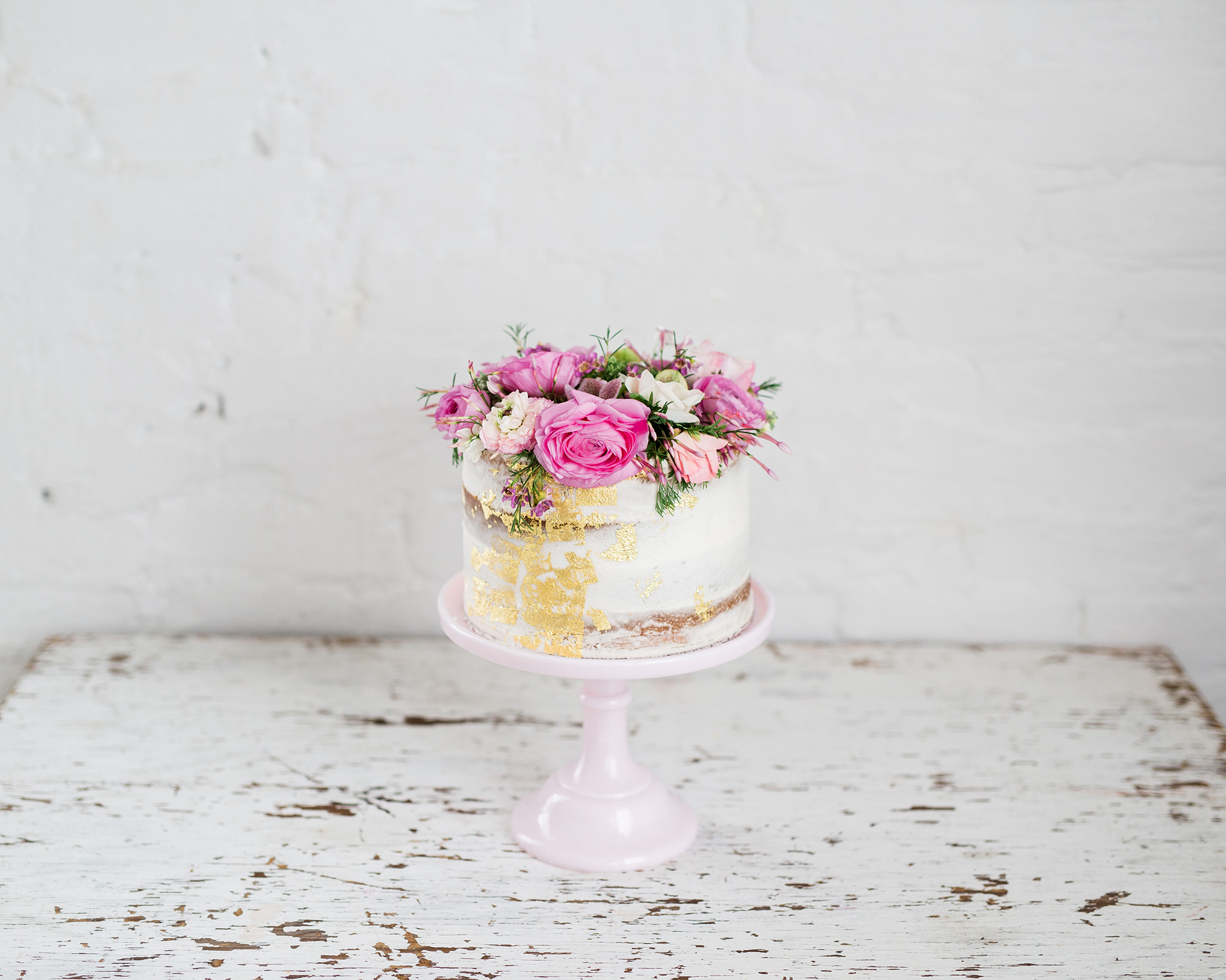 Feminine Pink and Gold Baby Shower Cake