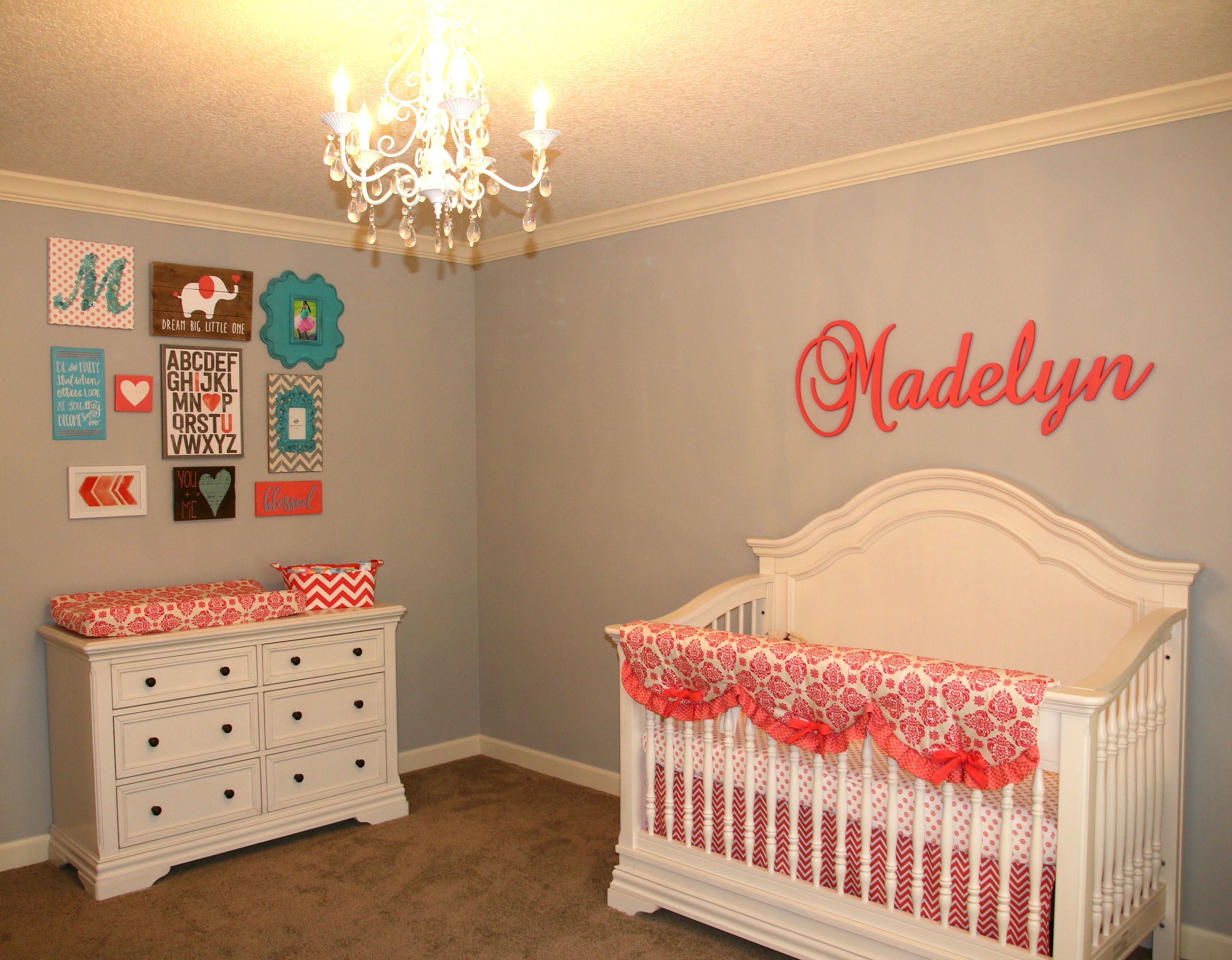 Coral and Aqua Traditional Nursery