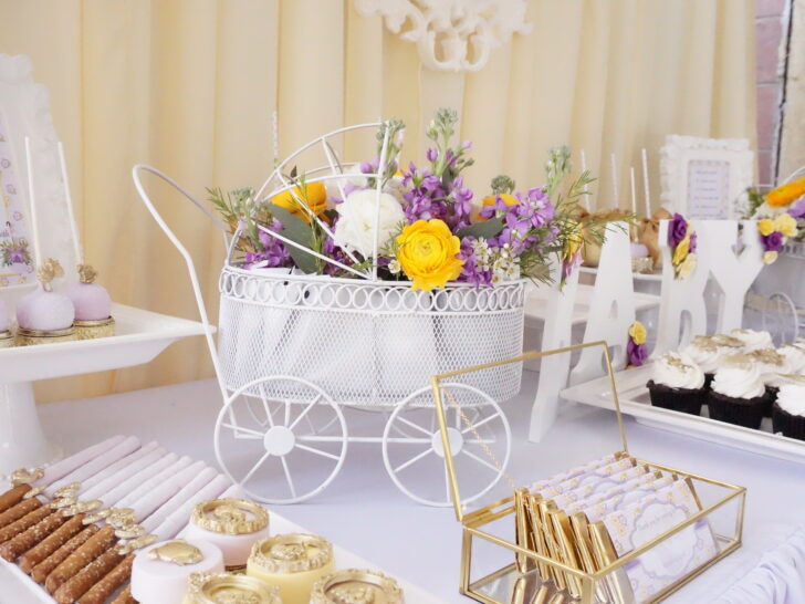 Purple and Yellow Carriage Baby Shower