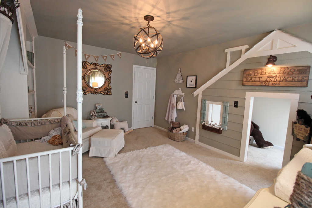 nursery with chandelier