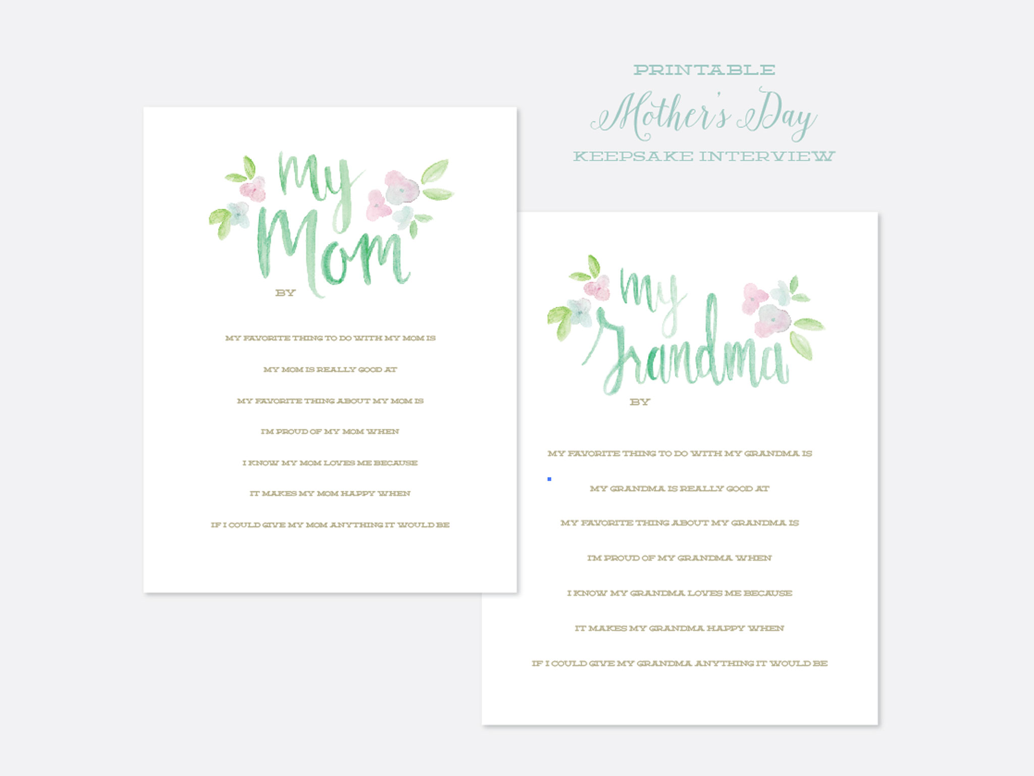 Mother's Day Interview Free Printable