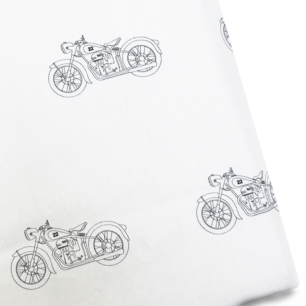 Vintage Motorcycle Print Crib Sheet from Pemberley Rose