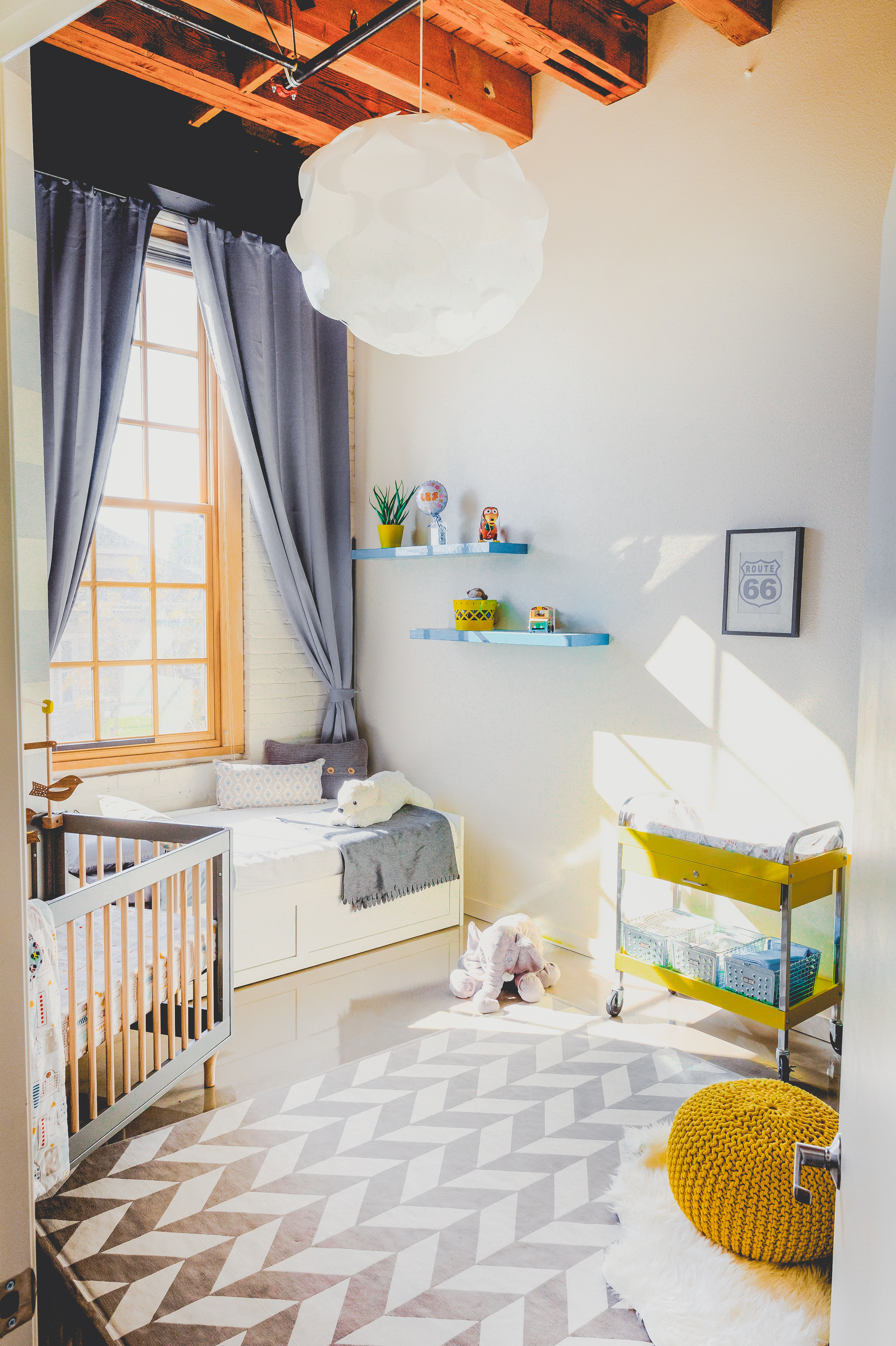 Gray and White Nursery with Yellow Accents