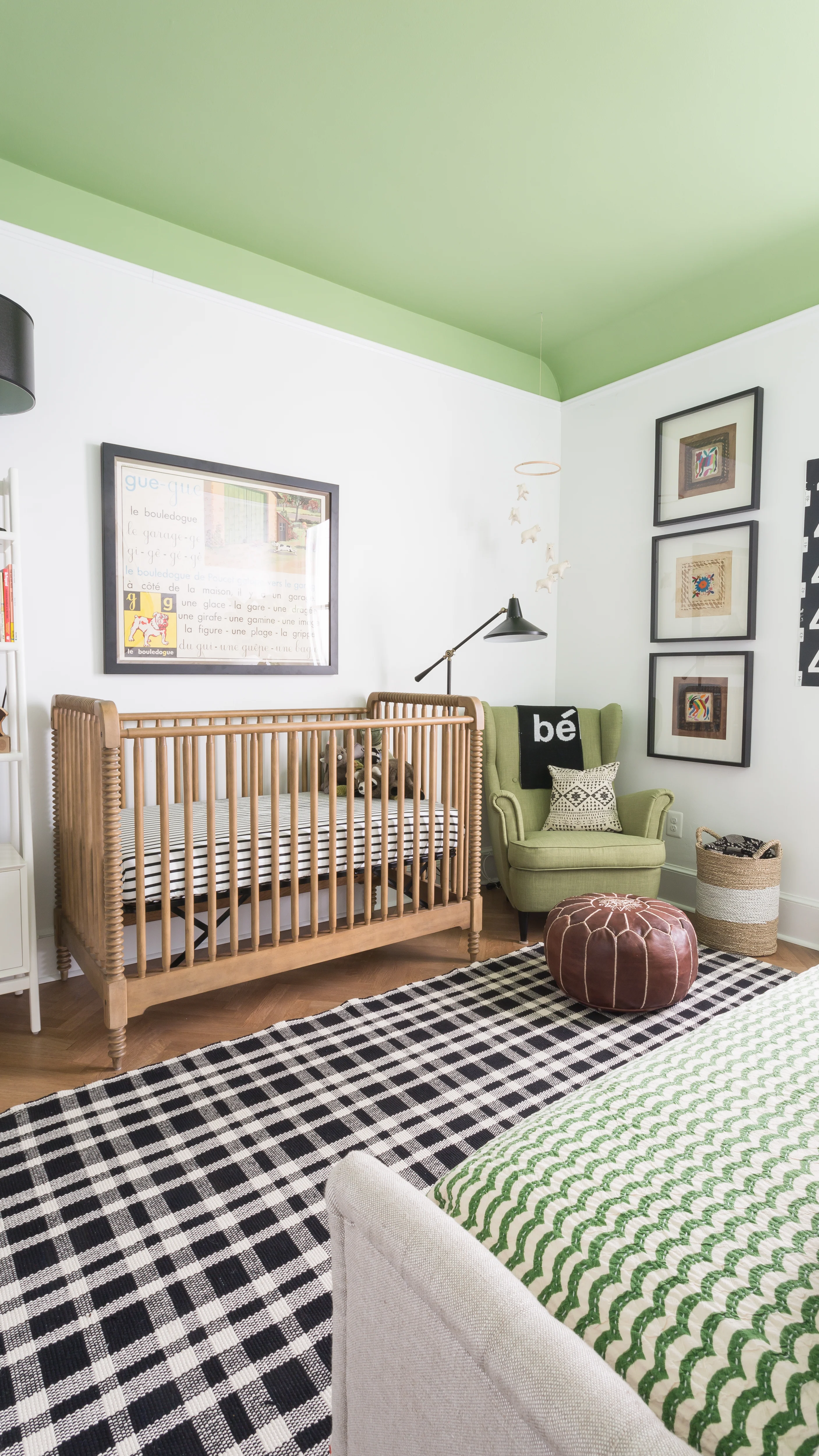 Modern Black and White Nursery with Pops of Green