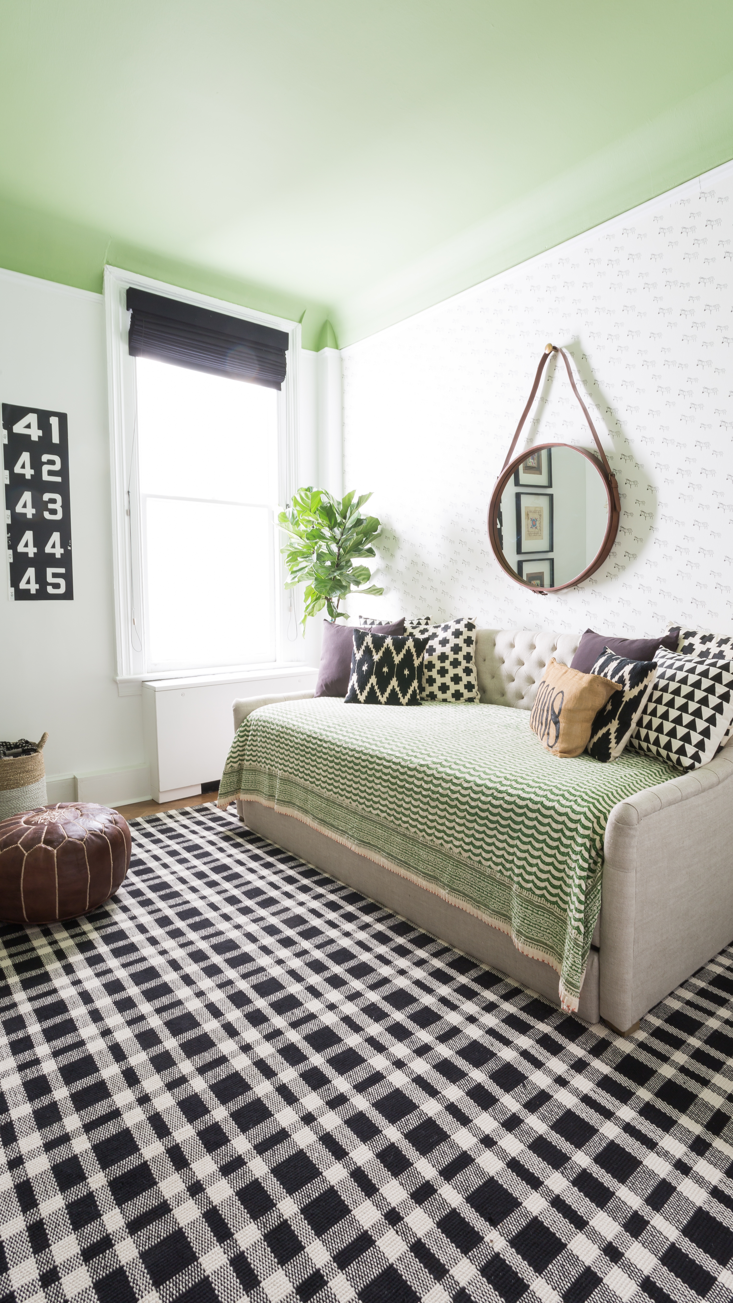 Modern Black and White Nursery with Pops of Green