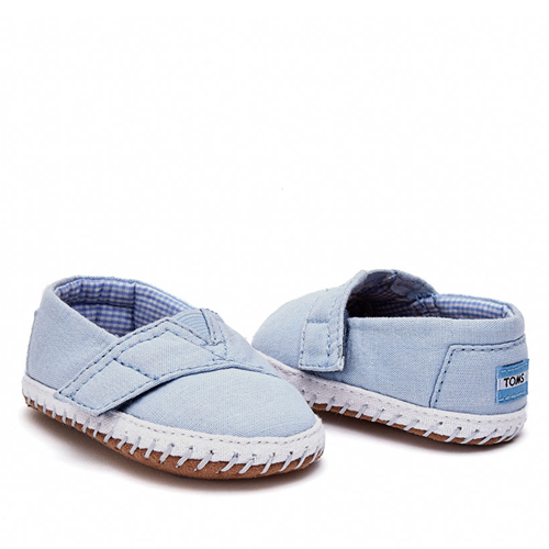 Light Blue Chambray Crib Shoes from TOMS