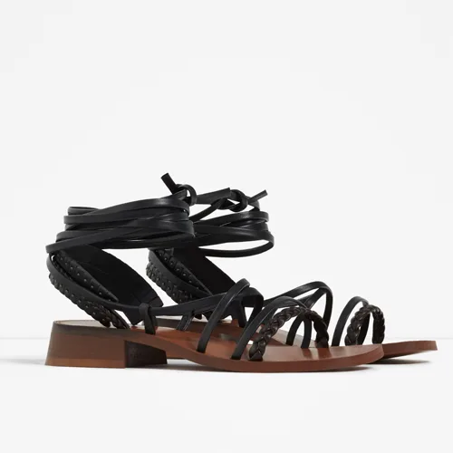 Wood and Leather Sandals from Zara