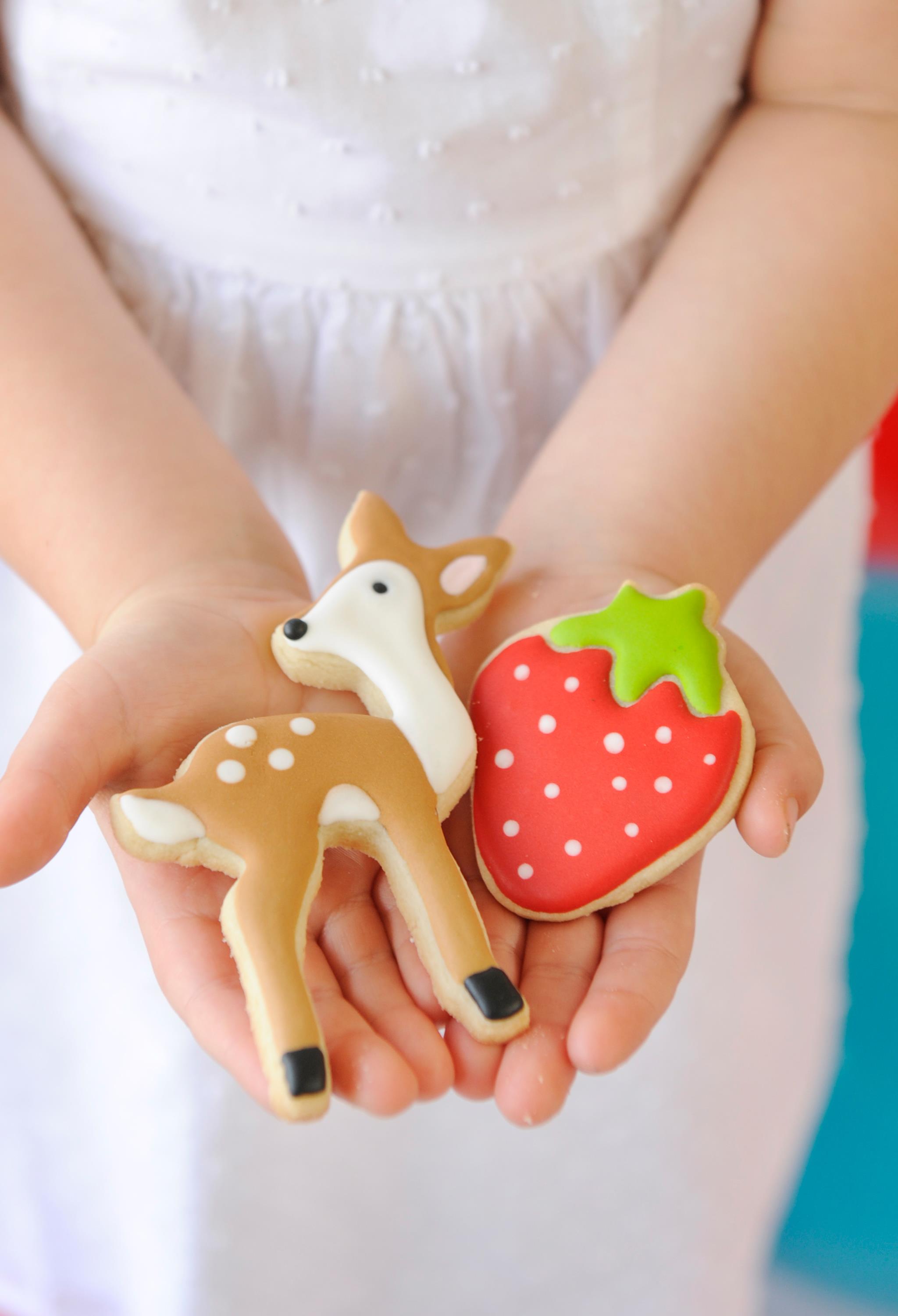 Fawn and Strawberry Frosted Sugar Cookies