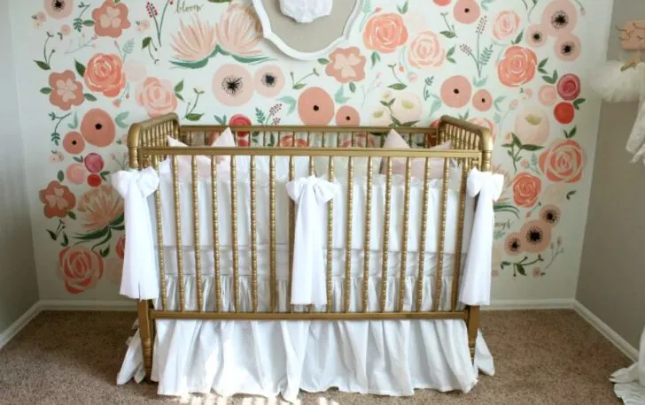 Feminine Nursery with Floral Mural - Project Nursery