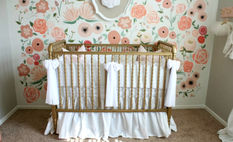 Feminine Nursery with Floral Mural - Project Nursery