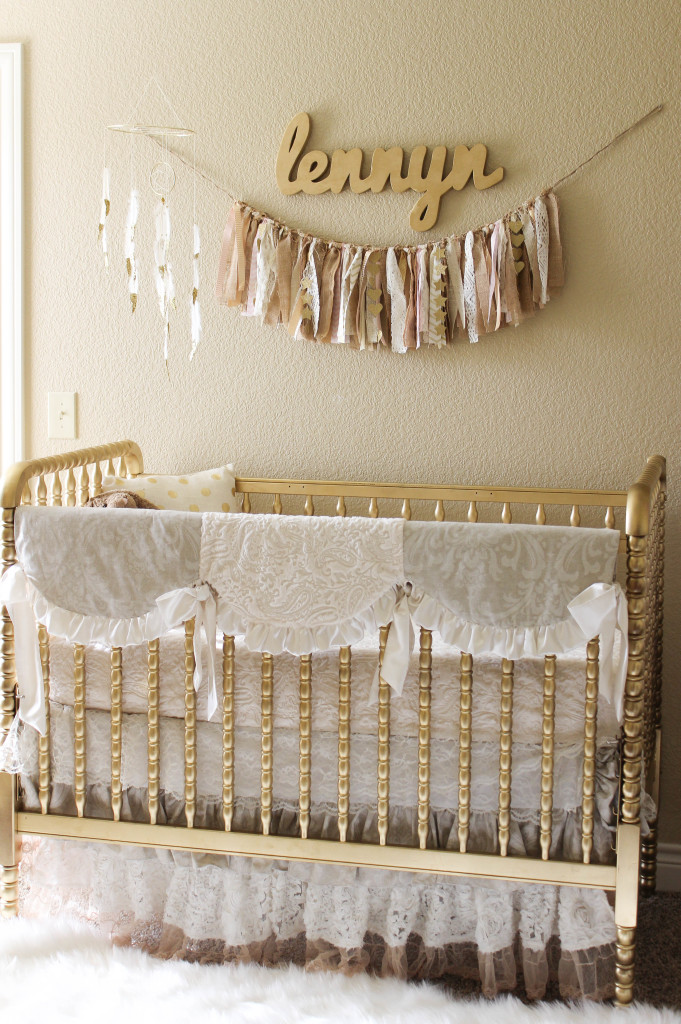 Gold Nursery with Lace Crib Bedding - Project Nursery