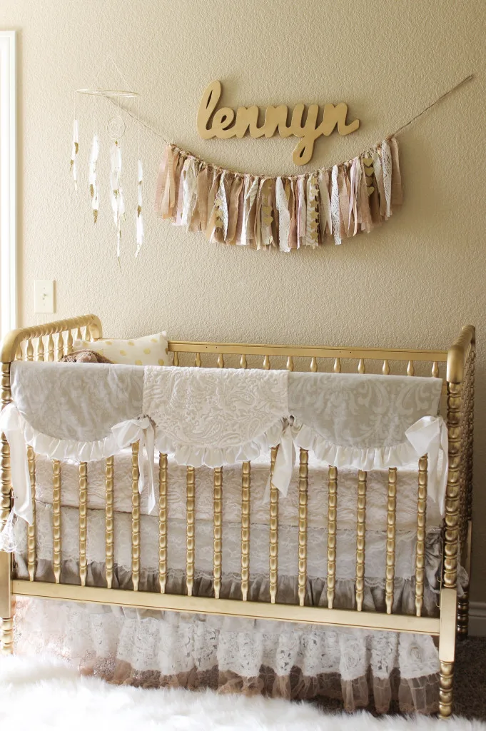 Gold Nursery with Lace Crib Bedding - Project Nursery