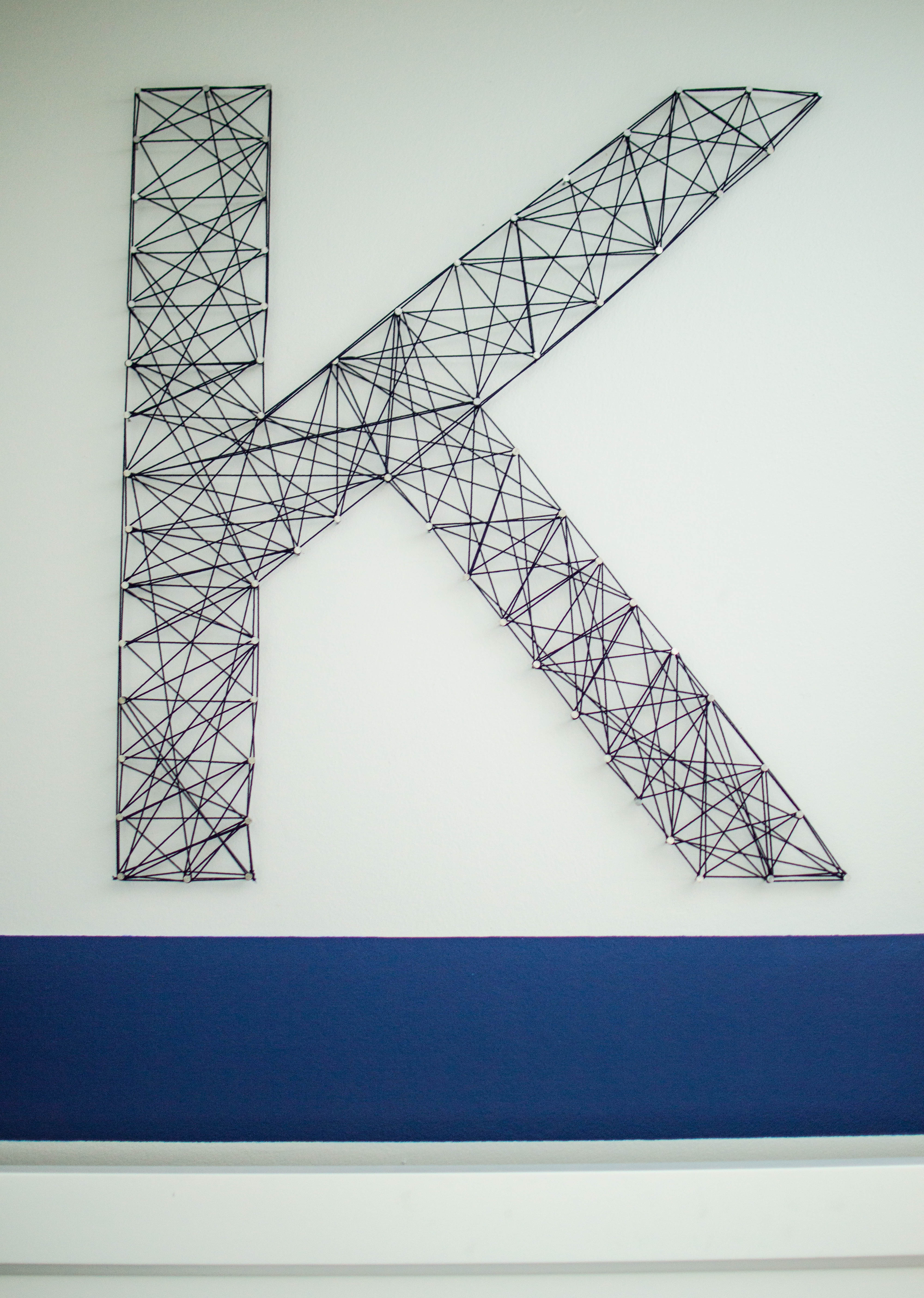 Custom initial ‘K’ string art
