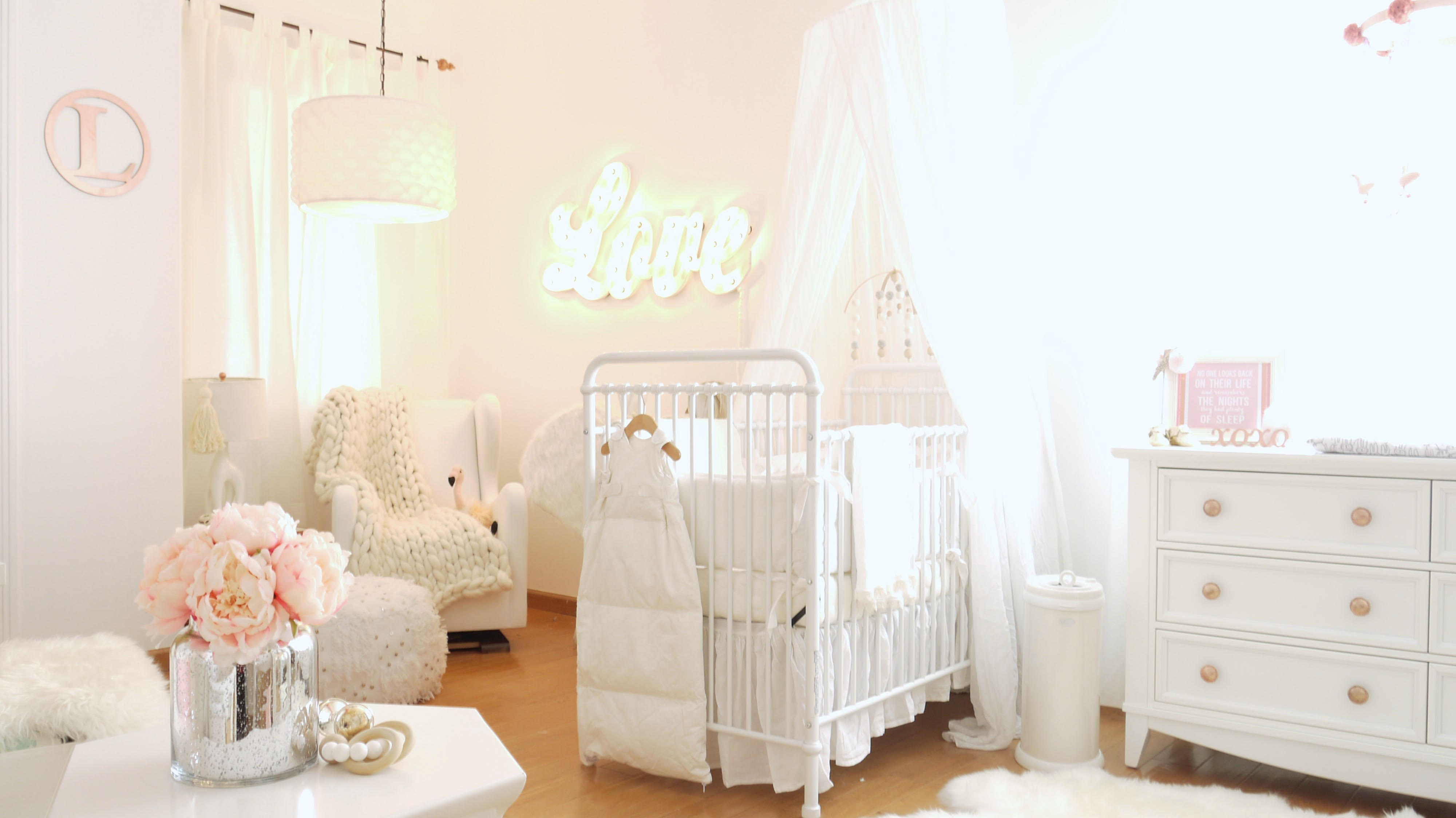 Feminine Nursery with Love Marquee