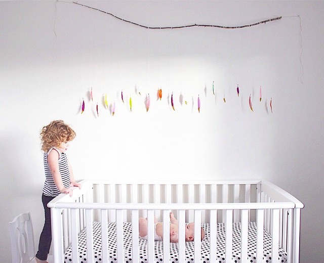 Modern Nursery with Feather Mobile - Project Nursery