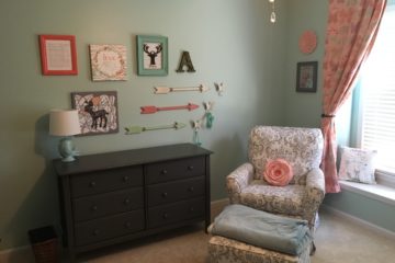 Woodland Girl's Nursery in Mint, Coral, and Gray